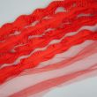 4-Stripe pleated ribbon / Red