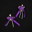 Bow with Rose and Pearls / Purple
