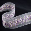Organza ribbon with embroidery / Violet