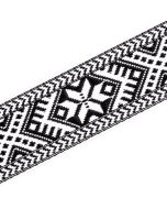 String with folk patterns 42 mm / Black-white