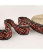 String with folk patterns 42 mm / Red-Grey