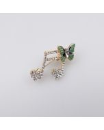 Brooch / Music with green butterfly