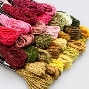 Embroidery floss / Green-brown-pink / Different shades