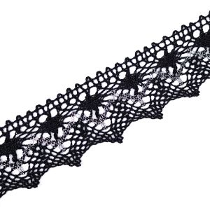 Cotton lace with a metallic thread / Black-silver