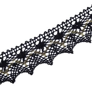 Cotton lace with a metallic thread / Black-gold