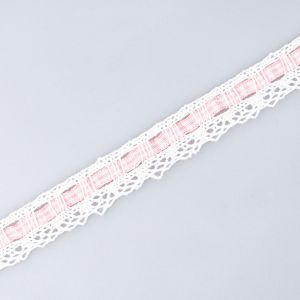 Cotton lace with ribbon / Pink