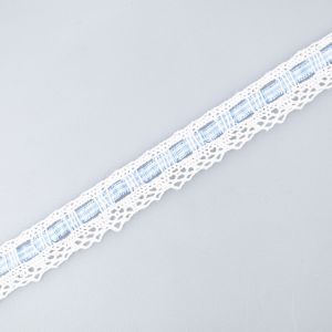 Cotton lace with ribbon / Blue