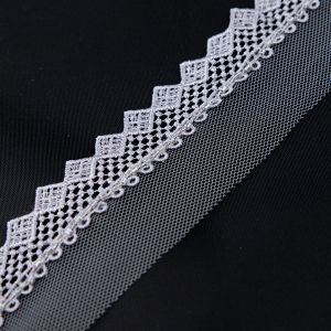 Guipure lace with pearls 20 mm / Gris