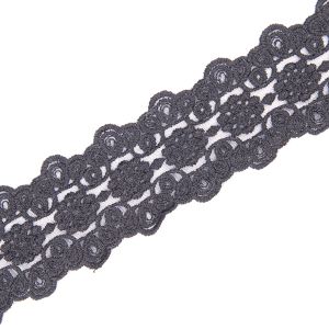 Machine-embroidered mesh lace 50 mm / Black