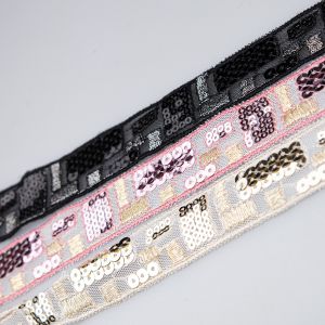 Mesh ribbon with Sequins 25 mm / Different tones