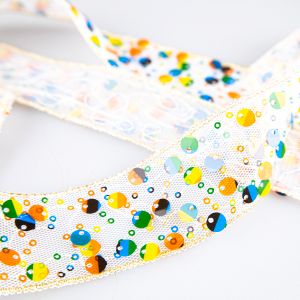 Mesh ribbon with Sequins 33 mm / Multicolored
