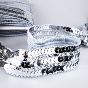 Net Trim with Sequins 47 mm / Silver