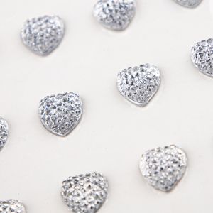 Self-adhesive Heart gem stones / 10 mm x 24 pcs / Transparent