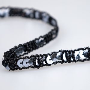 Net Trim with Sequins 10 mm / Black-Silver