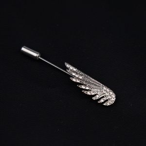 Brooch / Silver wing with rhinestones