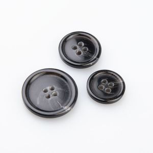 Round button with border / Different sizes / Shiny Black-brown
