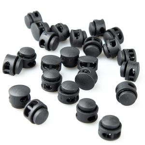 Rounded Two-hole toggle stopper 17 mm / Black