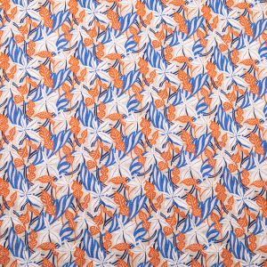 Printed cotton / Orange-Blue