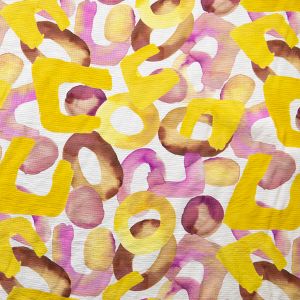 Printed dress fabric / Yellow-Pink