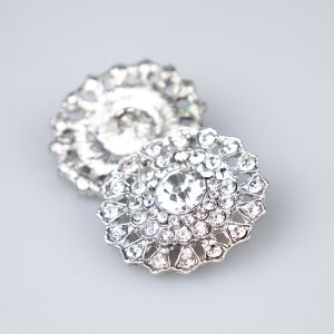 Metal button decoration with rhinestones 28 mm