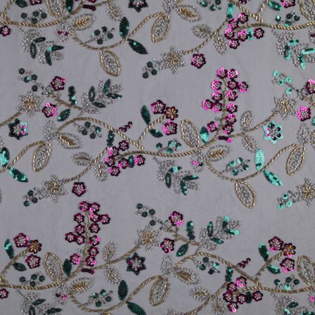 Pearl embroidery fabric Black