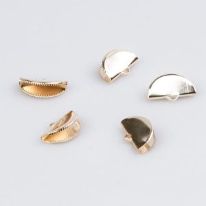 Ribbon end clasps / Golden / 15 x 8 mm