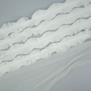 4-Stripe pleated ribbon / White