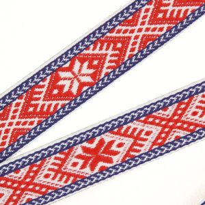 String with folk patterns 22 mm / Blue-red