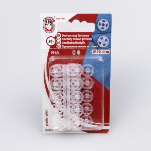 Sew on Snap Fasteners MIA 10mm / Transparent