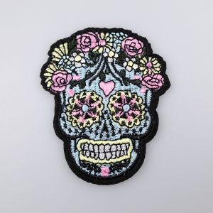 Iron-on motif 60 x 80 / SKULL with flowers