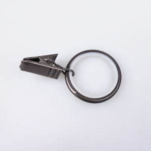 Metal curtain ring with a clamp, plastic core 25 mm / Nickel Black