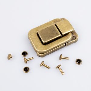 Turn Lock Clasp for Bag 32 x 48 mm + Rivets / Oxide