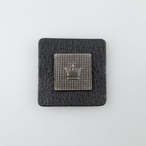 Leather patch with metal embellishment 30 x 30 mm / black 332