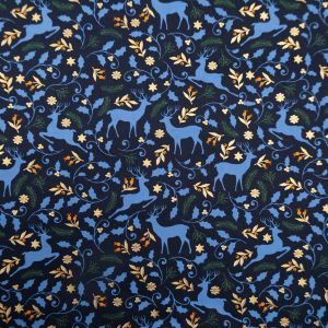 Christmas print Roe deer / Navy