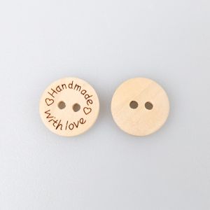Wooden button "Handmade with love" 15 mm