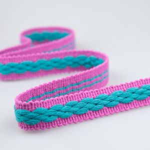 Cotton acrylic trimming 22 mm / Cyclament/verdant