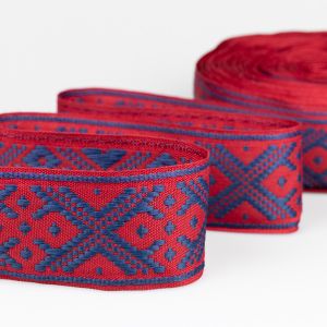 National style ribbon ANNA 55 mm / Bordeaux-Navy