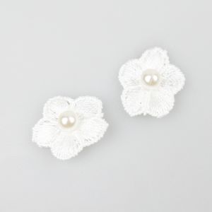 Sew-on motif 20 mm / Flower with pearl