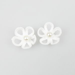 Sew-on motif 25 mm / Flower with pearl
