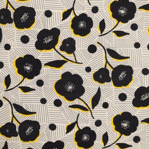 Cotton poplin Floral / Lemon-Black