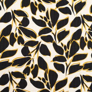 Printed satin Bold leaves