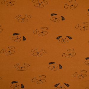 Printed sweatshirt fabric Dogs / Brique