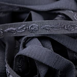 Elastic bra shoulder blade with pattern 12 mm / Black