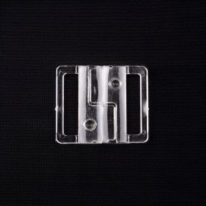 Plastic bikini bra fastener / 32 mm / Transparent