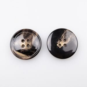 Simple button with border 25 mm / Brown-Black
