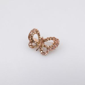 Brooch / Small butterfly with stones / gold