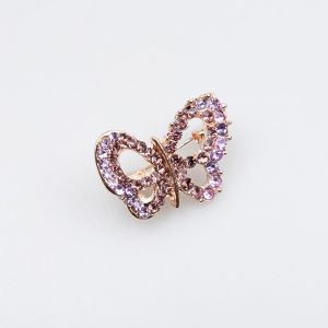 Brooch / Small butterfly with stones / purple