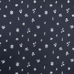 Cotton linen fabric / Navy-White