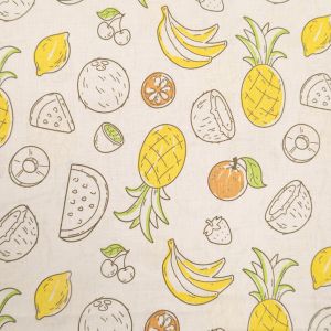 Cotton linen fabric / Tropical fruits