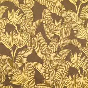 Cotton linen fabric / Dark Brown-Yellow